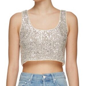 SELF-PORTRAIT Stretch Sequin Crop Top NWT